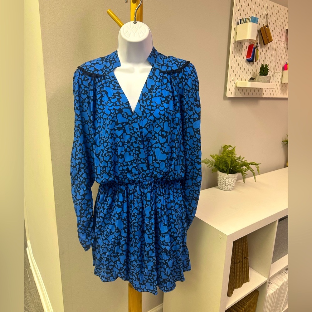 Zadig & Voltaire Reveal Print Womens Dress XS Bleuet Heart Print Boho - Picture 1 of 5